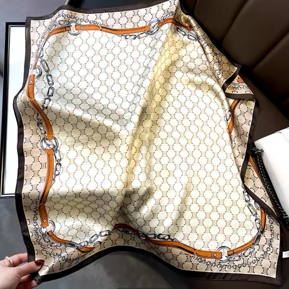 100% Pure Silk Satin Scarf High-Quality - Square Scarves. Bag Wrist/Scarf - Picture 4 of 5